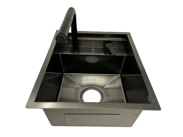 Black Nanotech Stainless Steel Sink With Pull Out Faucet