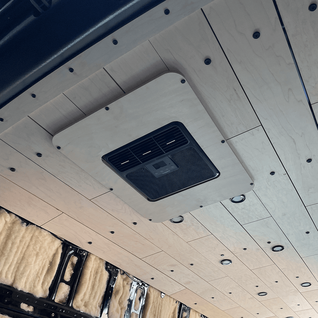 Prefinished Maple Dometic RTX A/C Cover Installed